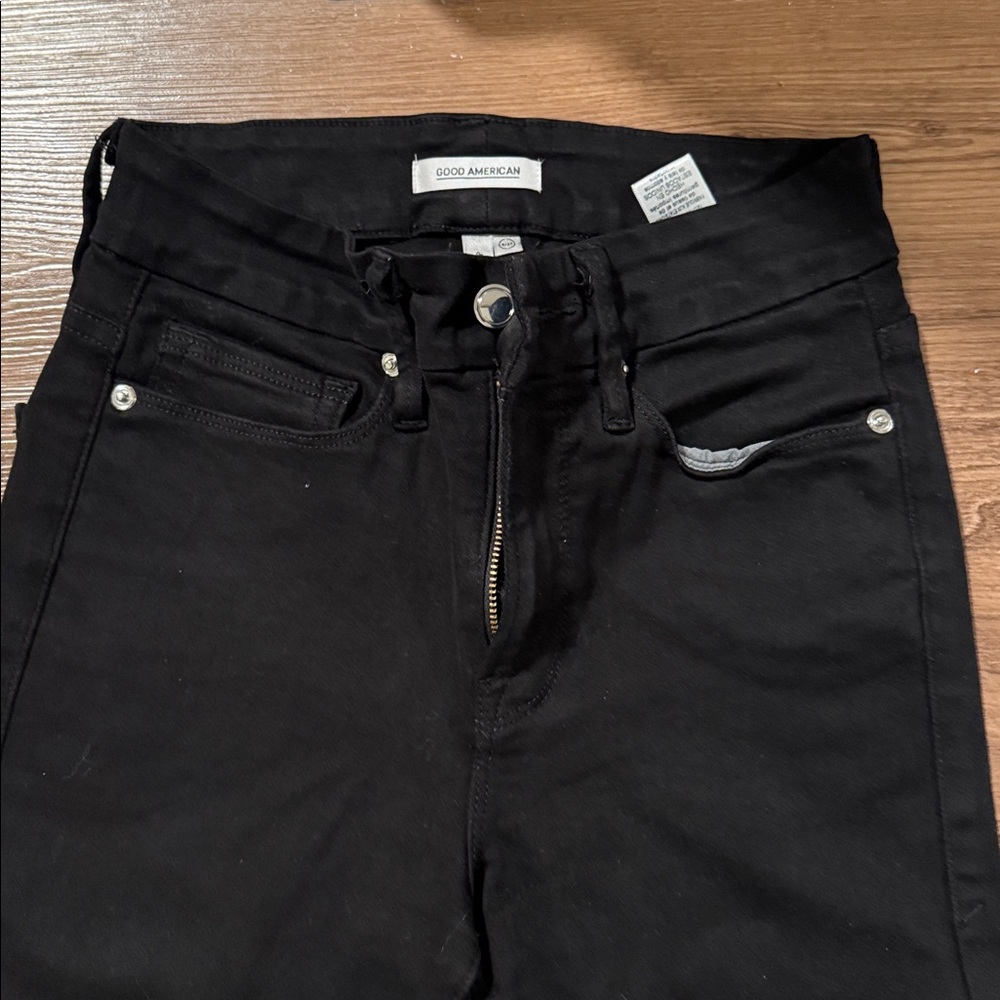 Good American Good Legs Crop Black Denim Skinny Jeans - Picture 3 of 4